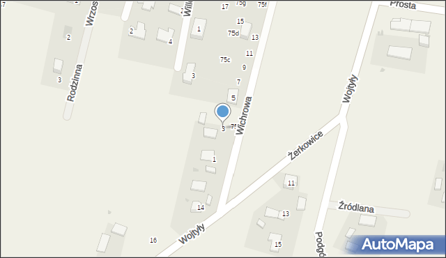 Żerkowice, Wichrowa, 3, mapa Żerkowice