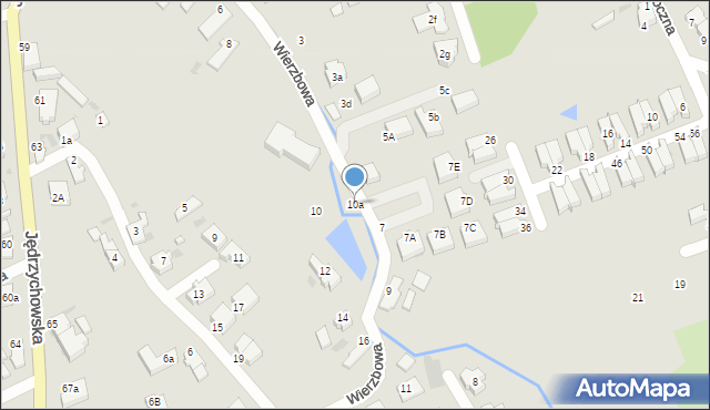 Zielona Góra, Wierzbowa, 10a, mapa Zielona Góra