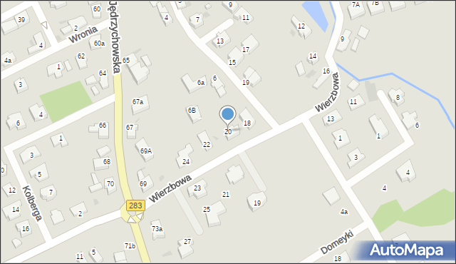 Zielona Góra, Wierzbowa, 20, mapa Zielona Góra