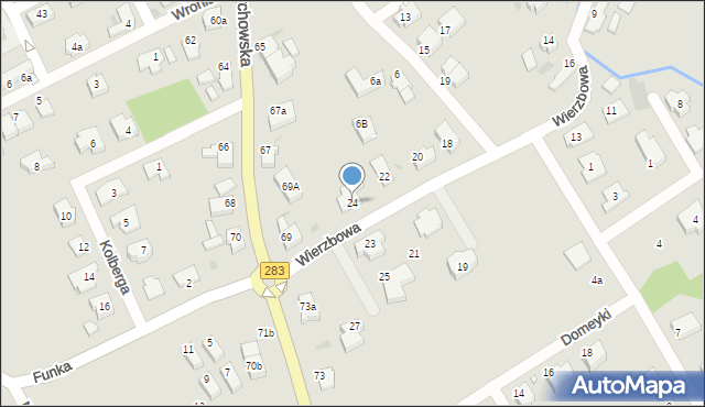 Zielona Góra, Wierzbowa, 24, mapa Zielona Góra