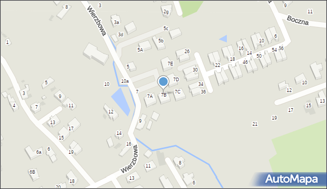 Zielona Góra, Wierzbowa, 7B, mapa Zielona Góra