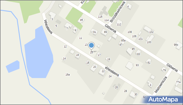 Zielona Góra, Wiesława, 15, mapa Zielona Góra