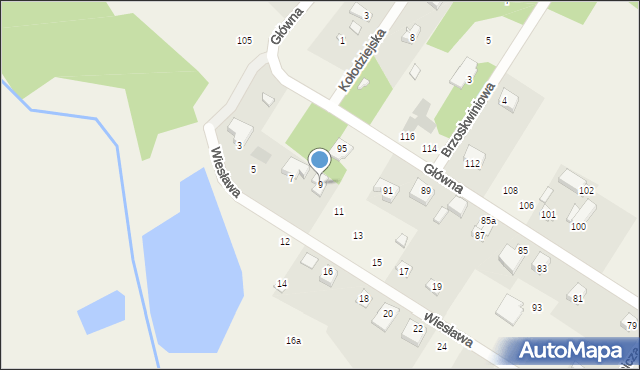 Zielona Góra, Wiesława, 9, mapa Zielona Góra