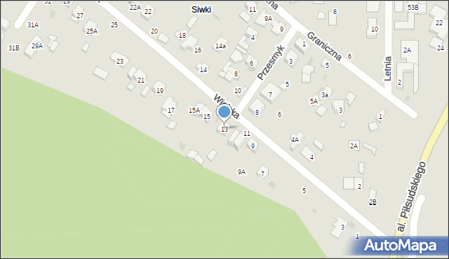 Zielonka, Wiejska, 13, mapa Zielonka