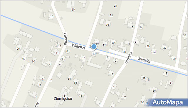 Ziemięcice, Wiejska, 13, mapa Ziemięcice