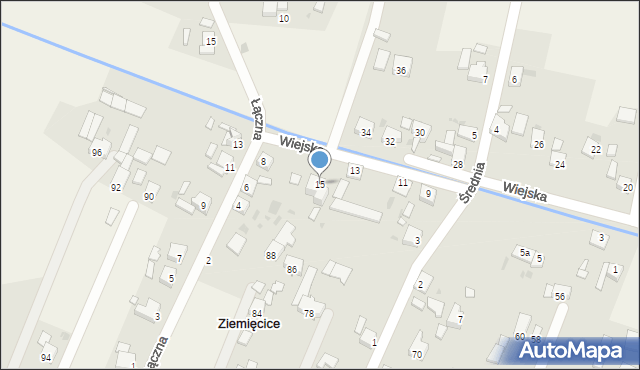 Ziemięcice, Wiejska, 15, mapa Ziemięcice