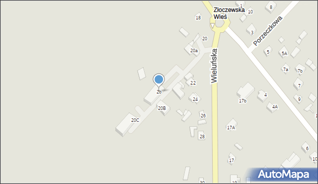 Złoczew, Wieluńska, 2b, mapa Złoczew