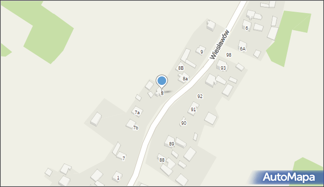 Złożeniec, Wiesławów, 8, mapa Złożeniec