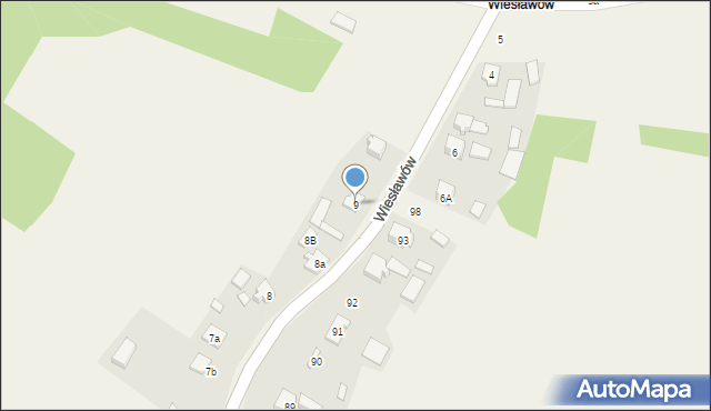 Złożeniec, Wiesławów, 9, mapa Złożeniec