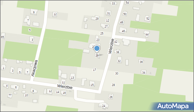 Żurada, Wierzbie, 19, mapa Żurada