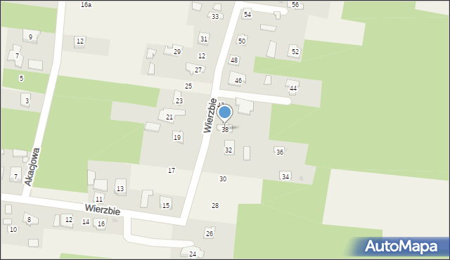 Żurada, Wierzbie, 38, mapa Żurada