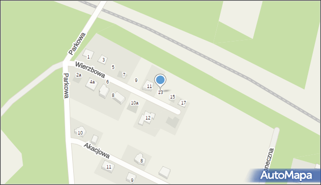 Żurawiniec, Wierzbowa, 13, mapa Żurawiniec