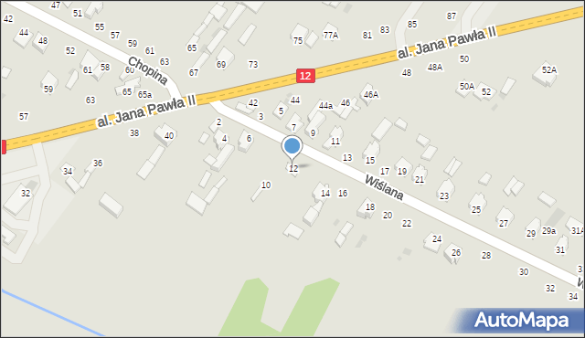 Zwoleń, Wiślana, 12, mapa Zwoleń