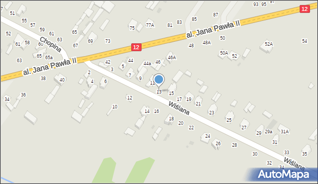 Zwoleń, Wiślana, 13, mapa Zwoleń