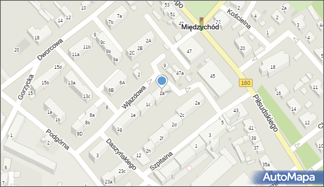 Międzychód, Wjazdowa, 1a, mapa Międzychód