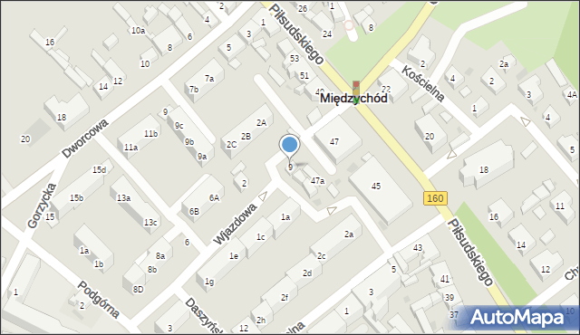 Międzychód, Wjazdowa, 9, mapa Międzychód