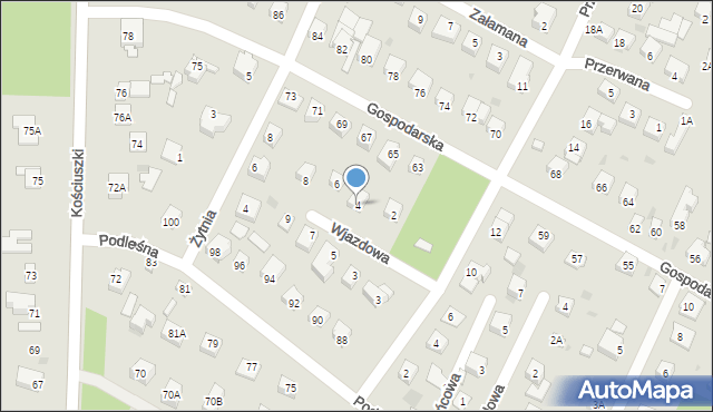 Milanówek, Wjazdowa, 4, mapa Milanówek