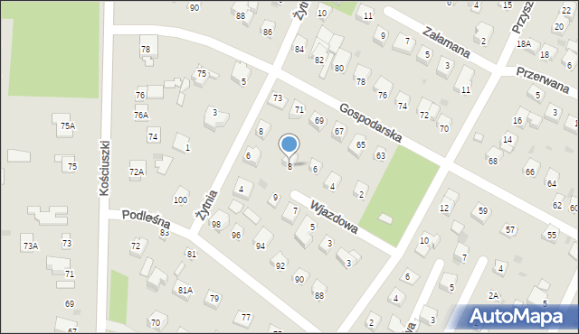 Milanówek, Wjazdowa, 8, mapa Milanówek