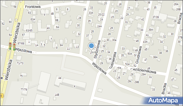 Radom, Wjazdowa, 17, mapa Radomia