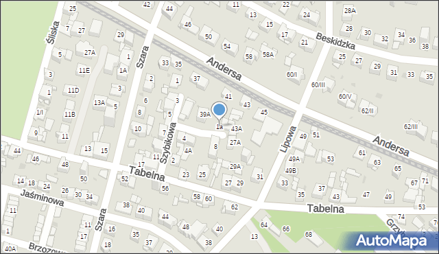 Sosnowiec, Wjazdowa, 1a, mapa Sosnowca