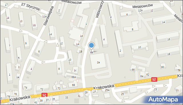 Andrychów, Włókniarzy, 4a, mapa Andrychów