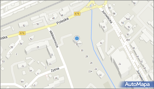 Białystok, Włókiennicza, 32, mapa Białegostoku