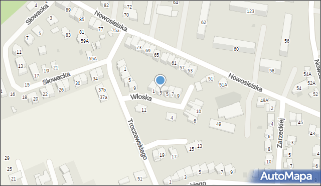 Białystok, Włoska, 3, mapa Białegostoku