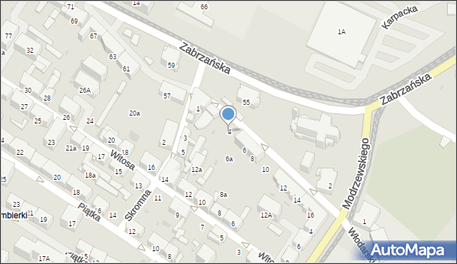 Bytom, Włodarskiego Adriana, bp., 4, mapa Bytomia