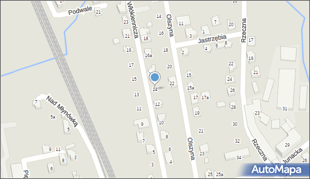 Czechowice-Dziedzice, Włókiennicza, 14, mapa Czechowic-Dziedzic