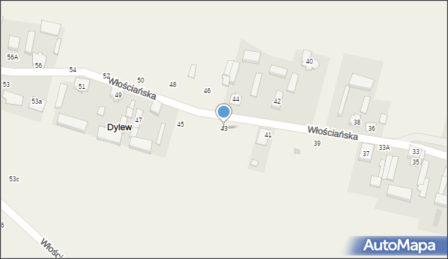 Dylew, Włościańska, 43, mapa Dylew