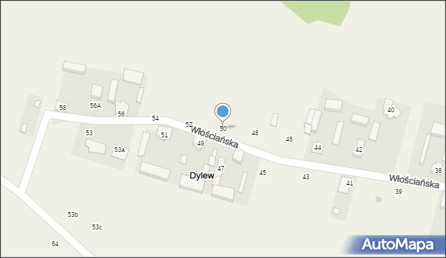 Dylew, Włościańska, 50, mapa Dylew