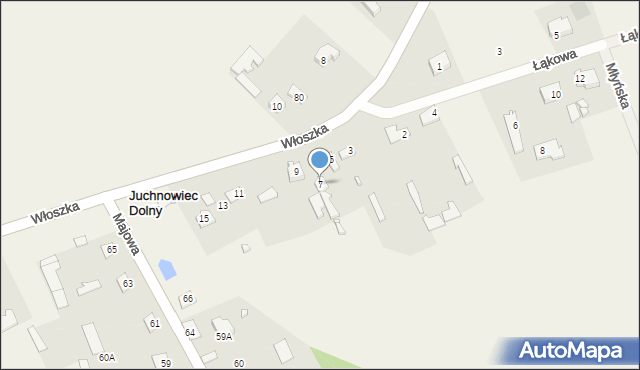 Juchnowiec Dolny, Włoszka Stanisława, 7, mapa Juchnowiec Dolny