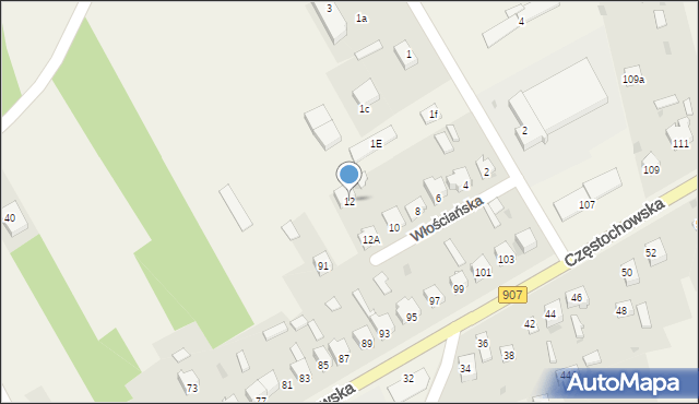 Konopiska, Włościańska, 12, mapa Konopiska