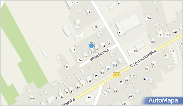 Konopiska, Włościańska, 8, mapa Konopiska