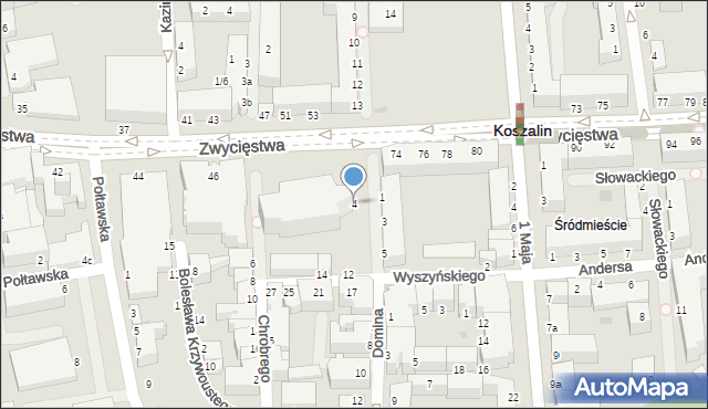 Koszalin, Władysława Laskonogiego, 4, mapa Koszalina