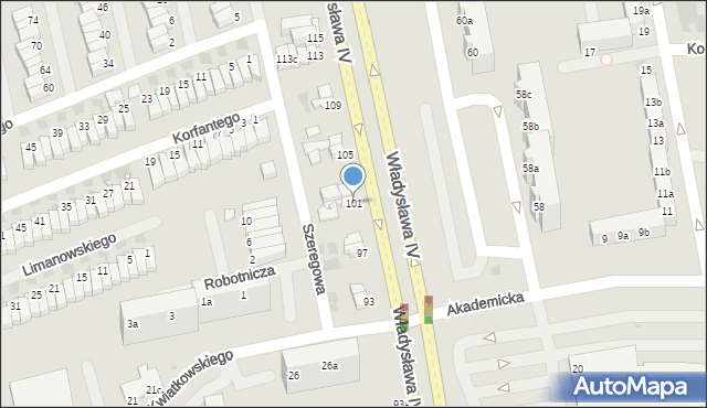 Koszalin, Władysława IV, 101, mapa Koszalina