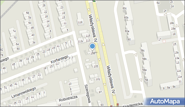 Koszalin, Władysława IV, 109, mapa Koszalina