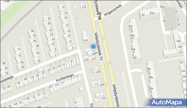 Koszalin, Władysława IV, 115, mapa Koszalina