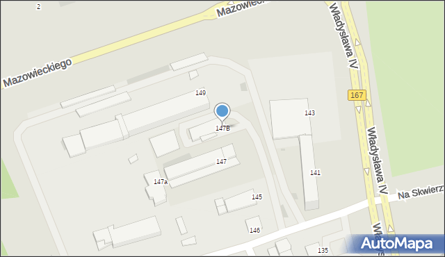 Koszalin, Władysława IV, 147B, mapa Koszalina