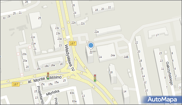 Koszalin, Władysława IV, 22, mapa Koszalina