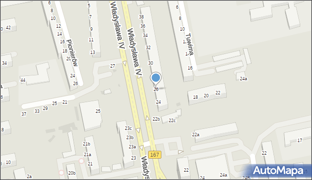 Koszalin, Władysława IV, 26, mapa Koszalina