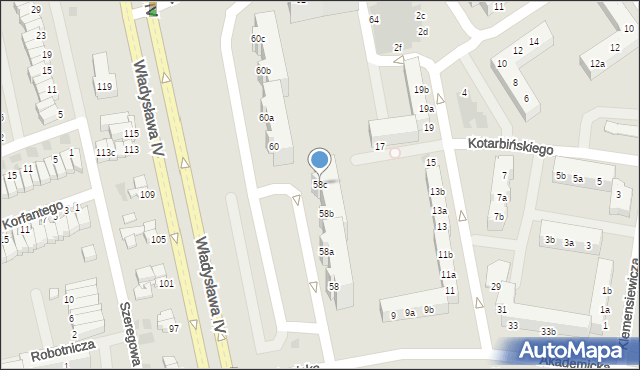 Koszalin, Władysława IV, 58c, mapa Koszalina