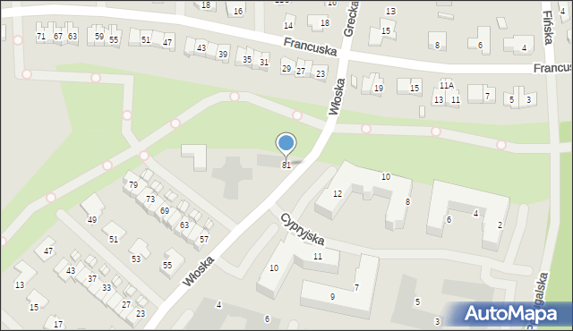 Koszalin, Włoska, 81, mapa Koszalina