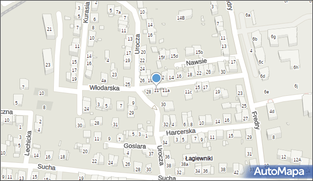 Kraków, Włodarska, 11, mapa Krakowa