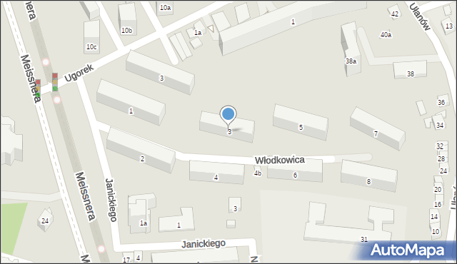 Kraków, Włodkowica Pawła, 3, mapa Krakowa