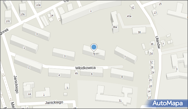 Kraków, Włodkowica Pawła, 5, mapa Krakowa