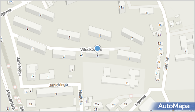 Kraków, Włodkowica Pawła, 6, mapa Krakowa