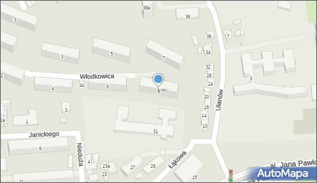 Kraków, Włodkowica Pawła, 8, mapa Krakowa