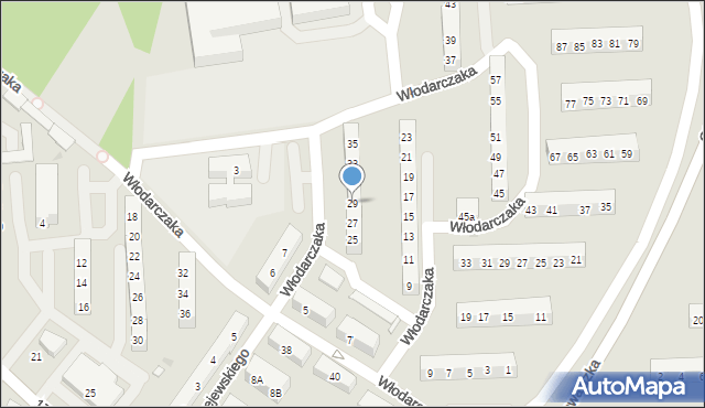 Leszno, Włodarczaka Leona, por., 29, mapa Leszno