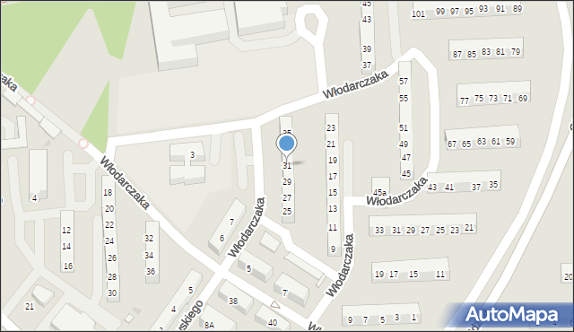 Leszno, Włodarczaka Leona, por., 31, mapa Leszno